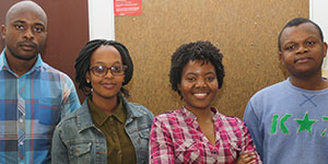 Autonomous warehouse floor cleaner (from l): Nkosinathi Shongwe; Tiisetso Ramolobe; Portia Sibambo; Vuledzani Madala.